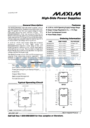 MAX623EPE datasheet - High-side power supply.