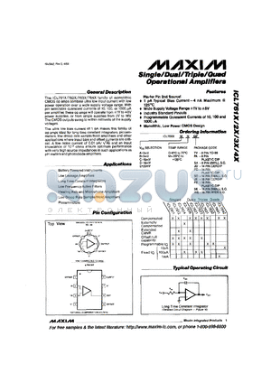 ICL7611DC/D datasheet - Single operational amplifier, 15mV