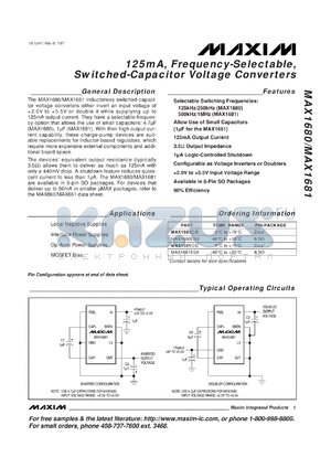 MAX1680C/D datasheet - 125 mA, frequency-selectable, switched-capacitor voltage converter.