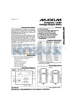 MX7248JN datasheet - Complete, 12-bit voltage-output DAC.