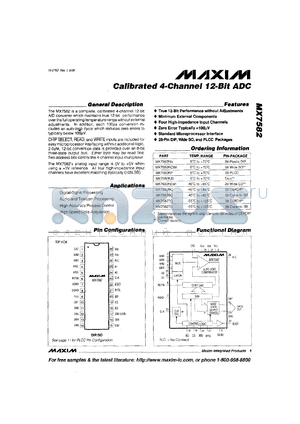 MX7582KEWI datasheet - Calibrated  4-channel 12-bit ADC