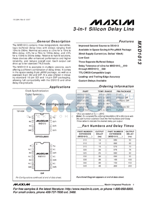 MXD1013C/D030 datasheet - 3-in-1 silicon delay line. Output delay 30ns.