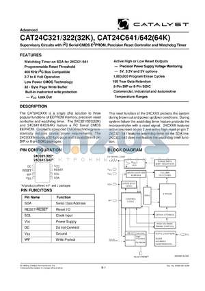 CAT24C641PI-25TE13 datasheet - 64K 2.55V-2.7V Supervisory circuits with IIC serial CMOS EEPROM, precision reset controller and watchdog timer