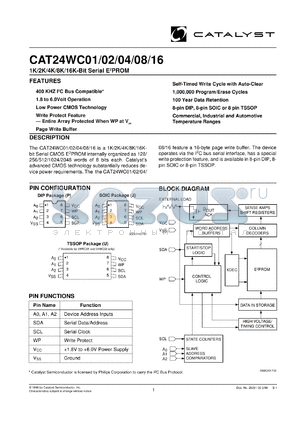 CAT24WC16J-1.8TE13 datasheet - 1.8V-6.0V 16K-bit serial EEPROM