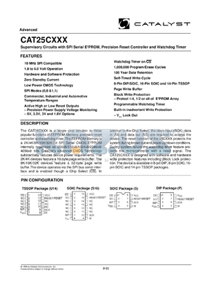 CAT25C081P-42TE13 datasheet - 8K  Supervisory circuits with SPI serial EEPROM, precision reset controller and watchdog timer