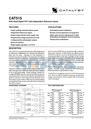 CAT515JI-TE13 datasheet - 8-bit  quad  digital POT