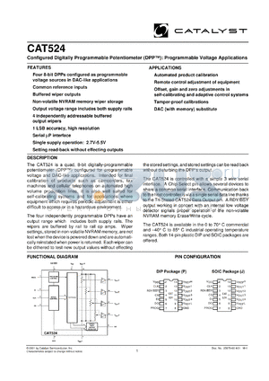 CAT524P-TE13 datasheet - Configured digitally programmable potentiometer (DPP)