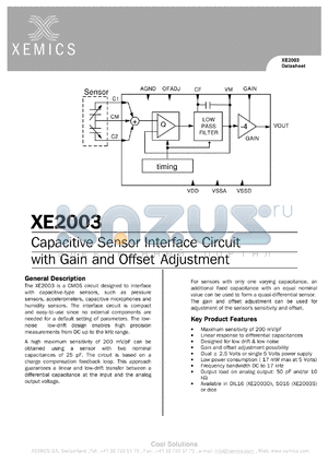 CSEM2003D datasheet - Capacitive sensor interface