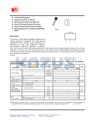 79L05CPK datasheet - Negative-voltage regulator. Output current up to 100mA