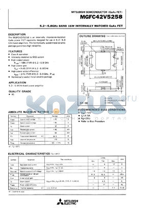 MGFC42V5258A datasheet - 5.2-5.8GHz band 16W internally matched GaAs FET