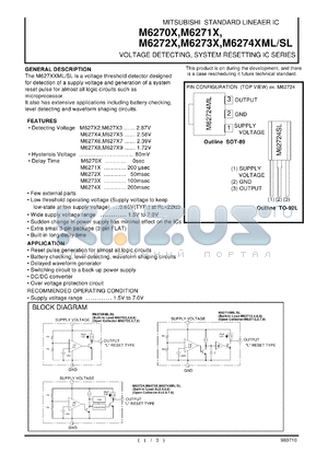 M6273XML datasheet - Voltage detecting, system resetting IC