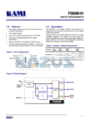 FS6286-01 datasheet - Dual PLL clock generator IC