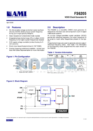 FS6205-01 datasheet - VCXO clock generator IC