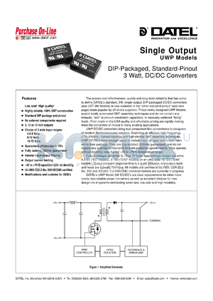 UWP-12/250-D12 datasheet - 12V  3W, single output DC/DC converter