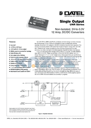 UNR-3.3/12-D5 datasheet - 3.3V Non-isolated, 40W, single output DC/DC converter