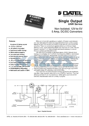 UNR-5/5-D12 datasheet - Non-isolated, 25W, single output DC/DC converter