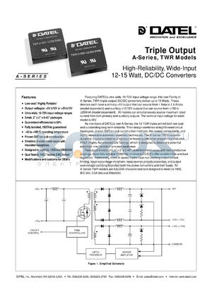 TWR-5/1000-15/250-D48A datasheet - 1000mA 12-15W, triple output DC/DC converter