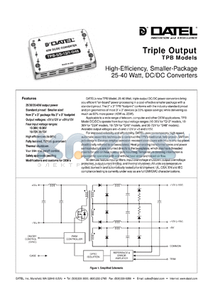 TPB-5/5-12/1-D48 datasheet - 40W, triple output DC/DC converter