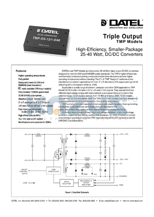 TMP-5/5-15/1-D48 datasheet - 40W, triple output DC/DC converter