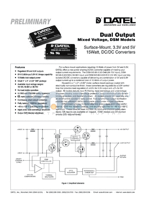 DSM-5/2.65-3.3/3-D24S datasheet - 5V and 3.3V Surface-mount, 15W, DC/DC converter