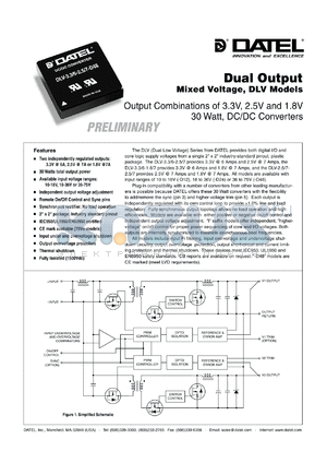DLV-3.3/6-2.5/7-D48N datasheet - 3.3V and 2.5V 30W Dual output mixed voltageDC/DC converter