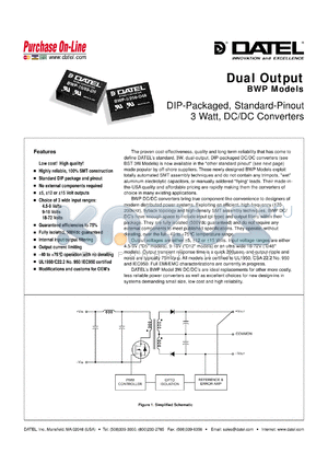 BWP-12/125-D48 datasheet - 12V   3W, dual output DC/DC converter