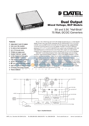 BCP-5/15-3.3/15-D24S datasheet - 15A, 75W, dual output,mixed voltage DC/DC converter