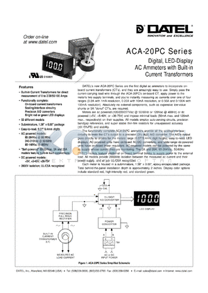 ACA-20PC-4-DC3-GS datasheet - 100.0A  digital, LED-display AC ammeter