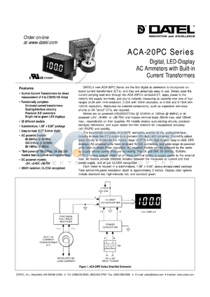 ACA-20PC-4-DC3-RL datasheet - 100.0A  digital, LED-display AC ammeter