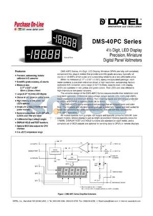 DMS-40PC-1-YS datasheet - 2V  4 1/2 digit, LED display precision, miniature digital panel voltmeter