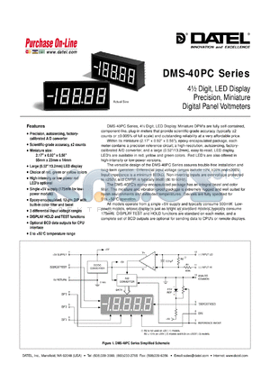 DMS-40PC-1-RS datasheet - 2V  4 1/2 digit, LED display precision, miniature digital panel voltmeter
