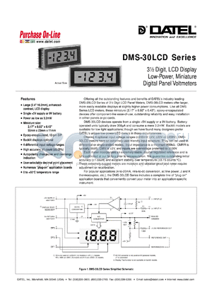 DMS-30LCD-2-9B datasheet - 20V  3 1/2 digit, LCD display low-power, miniature digital panel voltmeter