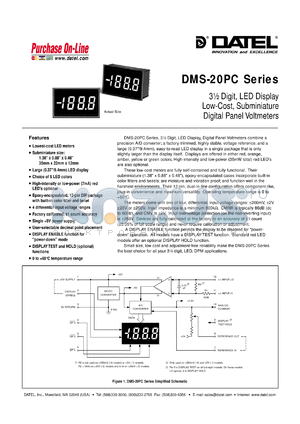 DMS-20PC-3-AS datasheet - 200V  3 1/2 digit, LED display low-cost, subminiature digital panel voltmeter