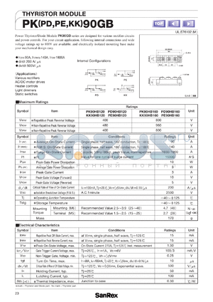 KK90GB120 datasheet - 400V Thyristor module