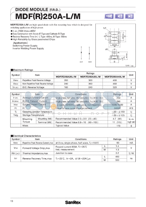 MDF250A30-L/M datasheet - 300V diode module