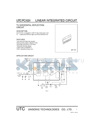 UTCPC1031 datasheet - TV horisontal deflection circuit