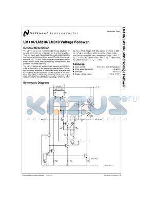 LM310H datasheet - Voltage follower