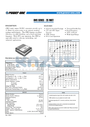 OWS5812 datasheet - 25 Watt, input voltage range:20-60V, output voltage 12V (2.1A) DC/DC converter