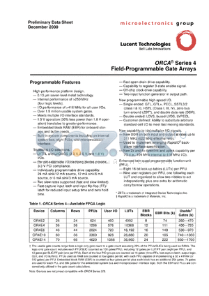 OR4E4-1BA352 datasheet - ORCA Series 4 Field-programmable gate arrays