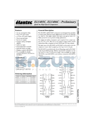 EL5486CS-T13 datasheet - Quad 4ns high-speed comparator