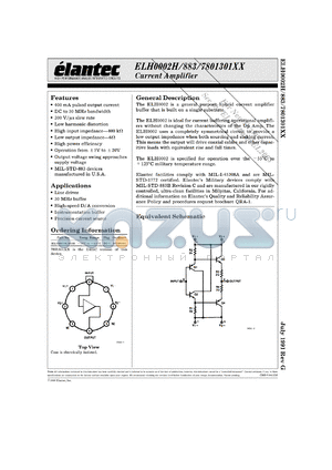 ELH0002H/883B datasheet - Current amplifier