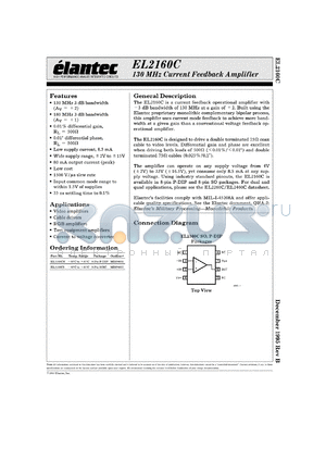 EL2060CS datasheet - 130MHz current feedback  amplifier