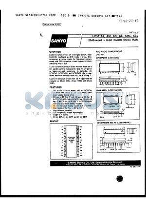 LC3517AL-10 datasheet - 100ns, 2048-word x 8-bit CMOS static RAM (SRAM)