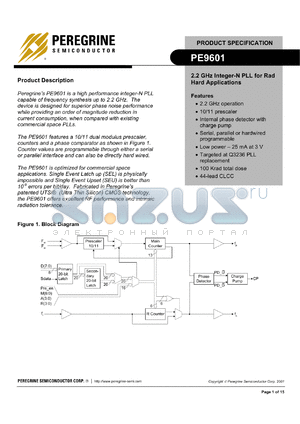 PE9601-11 datasheet - 2.2 GHz integer-N PLL for RAD-hard applications