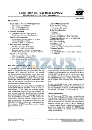 SST29VE020-250-4C-NH datasheet - 2 Mbit (256K x 8) page-mode EEPROM