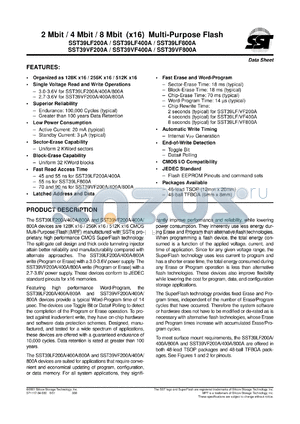 SST39VF400A-55-4C-EN datasheet - 4 Mbit multi-purpose flash