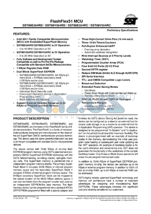 SST89E564RC-40-I-PJ datasheet - Flash-flex 51 MCU