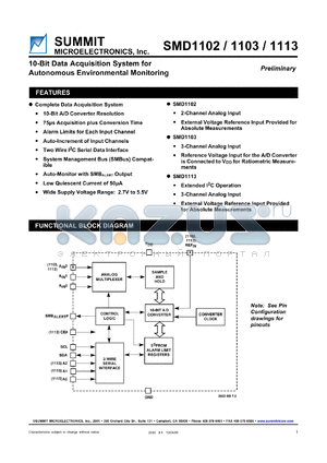 SMD1102S datasheet - 10-bit data acquisition system for autonomous environmental monitoring