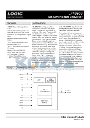 LF48908JC25 datasheet - Two dimensional convolver. Speed 25ns