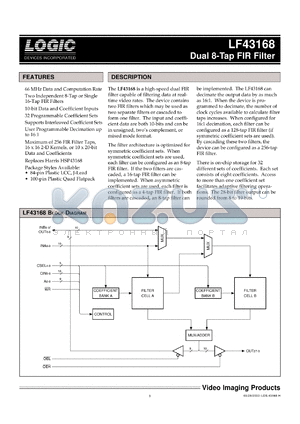 LF43168JC22 datasheet - Dual 8-tap FIP filter. Speed 22ns